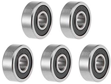 sourcing map 5St Rillen Kugellager 605-2RS Z2 Doppelt Geschirmt Kohlenstoffstahl 5mm X 14mm X 5mm