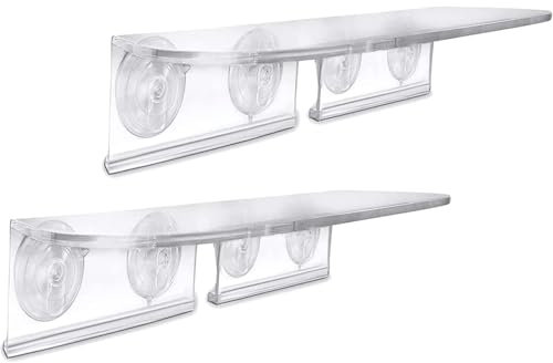 Window Garden Double Veg Ledge - Window Shelf for Plants, Clear Acrylic Shelves - Suction Cup Indoor Plant Holder - Glass Window Sill Extender for Microgreens Kit, Seed Starter Pots, Planters (2 Pack)