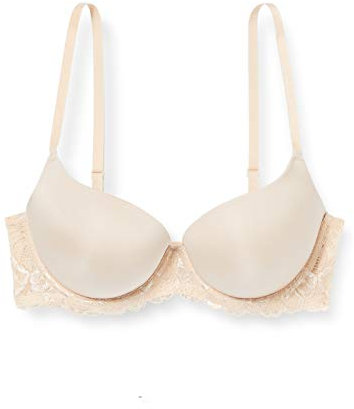 Dorina Claire Sujetador Demi Super Push-Up para Mujer - con Aros, Copas Moldeadas, Microfibra Suave y Elegantes Detalles de Encaje, Nude