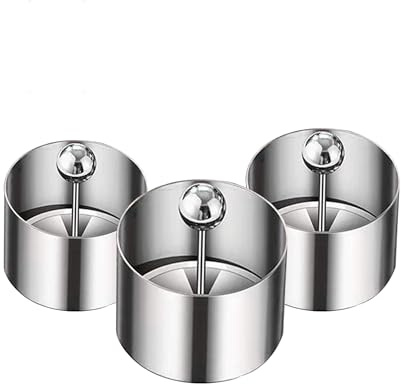 Werpower Set of 3 - Round Stainless Steel Cake Rings, Mousse Cake Ring Mold with Press Set