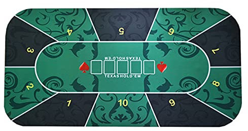 CHIPS Profi Pokermatte 120x60cm/180x90cm Universal Tischdecke für Brettspiele, Kartenspiele und Gesellschaftsspiele - Deluxe Pokertuch – Pokerteppich – Pokertischauflage