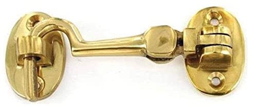 SISI UK,Gancio per porta in ottone lucido, 50 mm, per cancello, chiusura per porta, gancio e chiusura a occhiello, gancio per cabina e cancello, gancio e occhio, chiusura per cancello da giardino