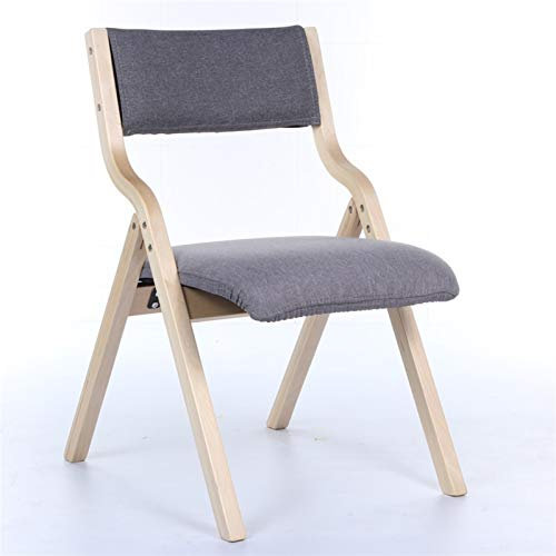 DUNAKE Klappstuhl Klappbar Balkonstuhl Faltstuhl,Holz Mit Gepolsterter Klappstuhl Sitzfläche, Esszimmerstuhl,Für Zuhause, Essen, Büro Tragen Gewicht: 150kg (Color : Gray, Size : Wooden Shelf)