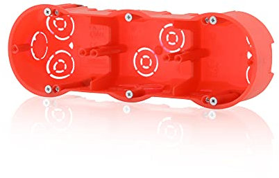 Gerätedose Halogenfreie Verbindungsdose Verteilerdose 3fach Hohlwanddose Fräsloch 68mm Höhe 44mm IP30 850°C, Rot für Gibskarton-Platten & Holzwände, Inkl. Pfoten (Schrauben)