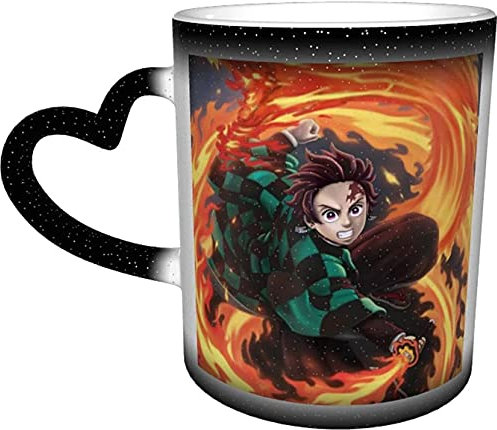 Mug à café en céramique avec motif anime Demon Slayer Kamado Tanjirou - Changement de couleur - Cadeau d'anniversaire pour garçon ou fille