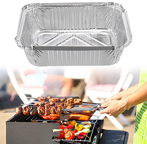 HIFROM Alu Grillschalen Aluminiumschale mit 30 Stück, Einweg Backform Aluminium Tropfschalen Einwegschalen Rechteckig Grillschale Perfekt für Rösten, Kochen, Backen (130 * 100 * 40MM Ohne Deckel)