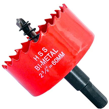 Sierra perforadora de 60 mm de madera, acero rápido HSS M42, broca de perforación bimetálica, fresa con vástago hexagonal y broca para plástico, paneles de yeso y Rigips