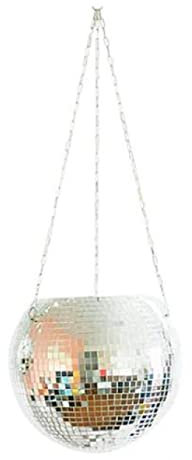 Disco-Kugel-Pflanzgefäß, 6 Spiegel hängender Übertopf Blumentopf-Pflanzenaufhänger mit Haken für Indoor-Outdoor-Pflanzen, Disco-Kugel-Dekor