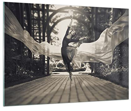 Bilder auf Glas 100x70cm Glasbild Ballerina Tanz Luft Groß Wanddeko Bild im Glas Schlafzimmer Küche Deko Wandbilder Dekoration Wohnzimmer Modern Wall Decor Glasdruck Wand Kunstdruck Art GAA100x70-4945