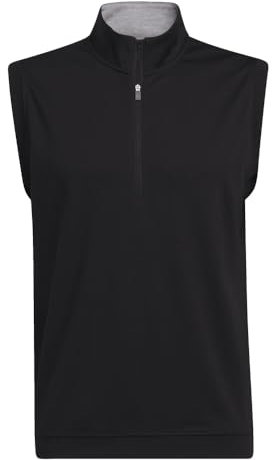 adidas Mens Mens Elevated Quaterzip Pullover Vest, Black, L