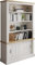 Domando Bücherregal Olbia Landhaus für Wohnzimmer Breite 121cm, Zwei Schiebetüren, Muschelgriffe in Andersen Pinie und Wotan Eiche
