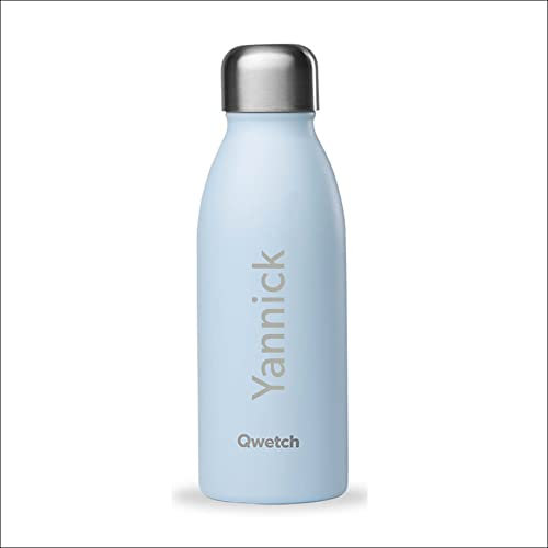 Qwetch Bouteille ONE simple paroi PASTEL BLEU Personnalisée Gravée en INOX 500ml