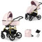 Passeggino per bambini 3 in 1 et 2 in 1 navicella carrozzina seggiolino auto KUNERT MATA 3in1 et 2in1 passeggini (rosa + telaio d'oro, 2 in 1)