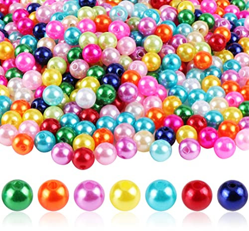 1000 Pièce Perles de Verre Rondes Perles de Nacrées 8mm Perles en Plastique Colorées Perles d'Imitation pour Collier Bracelet Bijoux Diy Créatif