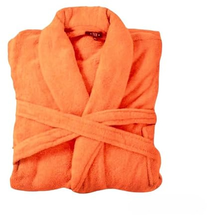HomeRelax&Style Bademantel flauschig » Saunamantel in Teddy-Plüsch Qualität » leichter/dünner Morgenmantel 100 cm lang » unisex (Orange)