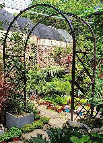 Heavy Duty Steel Garden Arbor & Trellis Arch for grape Vines Climbing Plants Pergola Outdoor Theme Decoration archway 180cm 260cm 340cm 140cm (Color : Black, Size : 180cm x 230cm)