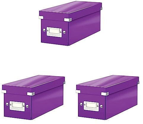 Leitz CD Aufbewahrungsbox, Lila, Mit Deckel, Click & Store, 60410062 (Packung mit 3)