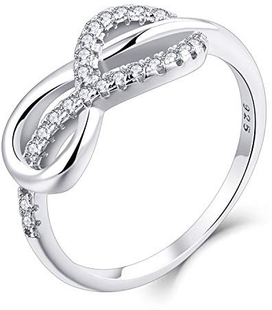 starchenie Unendlichkeit Ringe 925 Sterling Silber Zirkonia Infinity Verlobungsring Ringe für Freundin(Größe56)