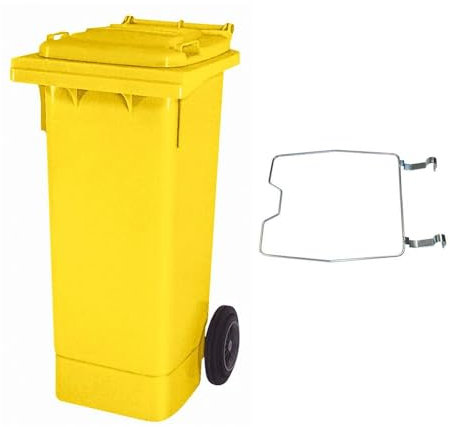 BRB Poubelle MGB 80 litres, avec anneau de serrage pour sacs poubelles, jaune