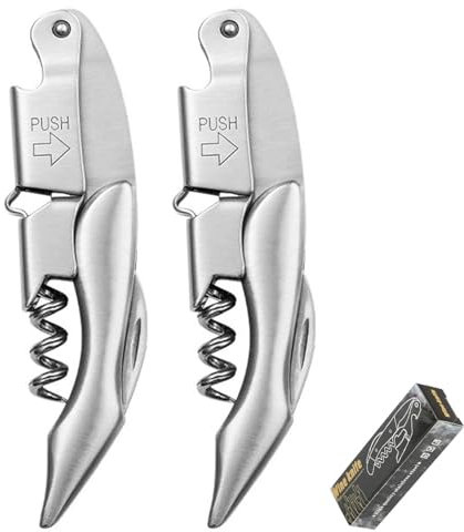 Coltello Cameriere, Apribottiglie 3 in 1 Adatto per Vino e Birra, Manico in Palissandro, per Sommelier e Bartender (all steel)
