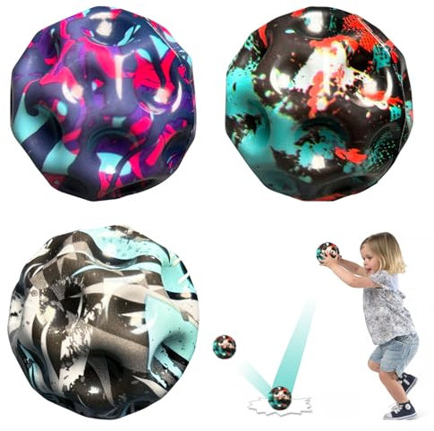 JOKILY 3 Stück Moon Galaxy Ball, Sprünge Gummi, Space Moonball, Bouncing Hüpfbälle Spielzeug Geschenke für Kinder im Freien Interaktives Spielzeug zum Stressabbau