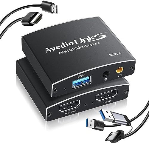 Capture Card, avedio links Audio Video Capture Card, USB C/A 3.0 Video Capture Card 4K@60Hz HDMI Loop-Out, 1080P 60FPS Game Capture Card for Streaming Works for Nintend0 Switch/PS5/PC/Camera, (Black)