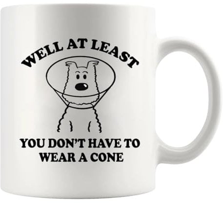 Panvola Well at Least You Don’t Have to Wear A Cone Get Well Soon Gifts for Women After Surgery Men Recovery Gifts from Friends Feel Better Get Well Ceramic Mug (White, 11 oz)