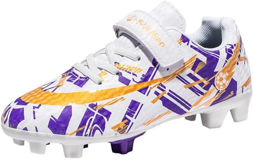 VTASQ Zapatos de Fútbol Niño Adolescentes Césped Artificial Zapatillas de Fútbol Zapatos de Entrenamiento Atletismo Training Botas de Fútbol Blanco 38 EU