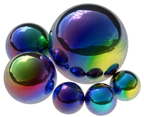 Milisten 6 Pack Blue Garden Sphere Chrome Reflective Balls for Outdoor Solar Garden Ornaments Gazing Balls for Garden Dec
