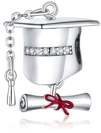 Rimgoris 925 Sterling Silber Charme für Frauen Armbänder Halskette Diplom Bachelor's Hat 5A Cubic Zirconia Valentine Graduation Saison Geschenkanhänger für Frauen Mädchen