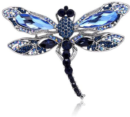 Vintage Damen Strass Brosche, Schönen Tier Brosche,Blau Brosche Strass, Modeschmuck, Libelle Brosche Pin,Eleganten Stil als Geschenk für Frauen/Für Kleidung Dekoration Oberbekleidung