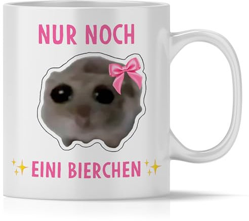 mindmonkeys® Sad Hamster Meme Lustige Tassen Hamsti Lustige Sprüche Tasse | Eini Bierchen | Keramik 300 ml