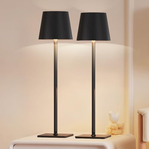 Lixada LED Dimmbare Tischlampe Kabellose mit Akku und Touch, Tischleuchte Höhe individuell anpassbar mit USB-C, IP54 Wasserdichte outdoor lampe,2 stück