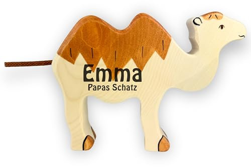 Holztiger Kamel personalisiert mit Wunschgravur Name Text Baby Kind Geschenk Geburt Taufe Geburtstag Holzspielzeug Holztier Kinderzimmer
