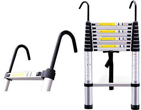 Ladders,Portable Collapsible Ladders,Extra Tall Telescoping Ladder with Detachable Hook, Aluminum Protable Folding Extension Ladder/5.7M/18.5Ft