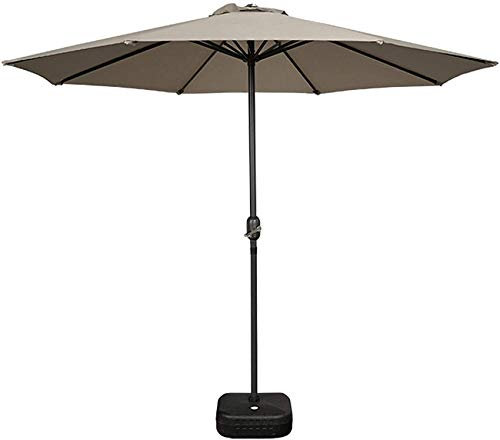 VNNHGB Parasol de Jardin en Fer de 2,7 m, avec Base de Parasol, avec poignée et manivelle, auvent de Parasol d'extérieur, Rouge vin, Vert, Blanc cassé, Kaki (Kaki 270 cm)