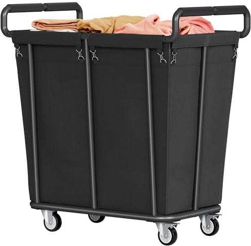 Gewudraw Wäschekorb mit Rollen, 360L Großer Wäschewagen für Waschküche