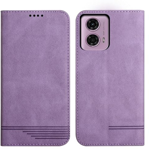 Rostsant Handyhülle für Motorola Moto G24 PU Leder Brieftasche Schutzhülle Motorola Moto G24 Etui Case Ständer Magnetisch Klapp Hülle für Motorola Moto G24 Violett