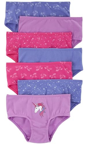 Carter's Kleine 7er-Pack Unterwäsche für Mädchen, Violett/Blau/Rosa Einhorn, 4-5