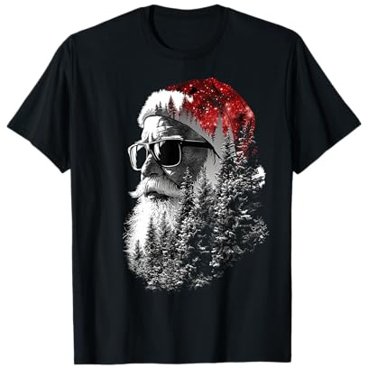 ChristmasTastiX Weihnachtsmann X-Mas Sonnenbrille T-Shirt, Unisex, Schwarz, S