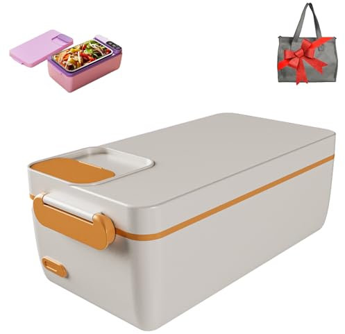 Lunch box elettrico riscaldato, scaldavivande ricaricabile con borsa termica, batteria integrata da 3200 mAh, contenitore in acciaio inossidabile rimovibile, lunch box autoriscaldante senza fili(White