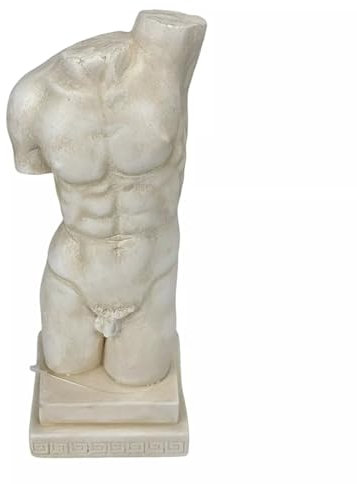 Griechische Statue, männlicher Körper, Torso, Kunststein, 24 cm