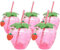 Zillary Gobelets En Plastique Pour Fraises, 5 Pièces Gobelet à Fraises, Tasse à Fraises Avec Paille, Gobelets à Fraises Mignons Avec Pendentif Fraise, Convient Pour Fête, Restaurant, Maison, Bureau