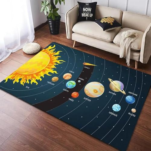 JIEDEDIAM Sonnensystem-Universum-Planet-Planet-Gamer-Teppich, Wohnzimmer-Schlafzimmer-Sofa-Fußmatten-Teppich, Kinderspiel-Bodenmatte-Geschenk