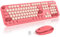 MOFII Wireless Keyboard and Mouse, Retro Typewriter Keyboard and Silent Mouse, 2.4GHz Full Size Keyboard and Mouse Wireless Combo for Laptop, PC, Desktop, Windows (Hot Red)