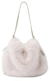 Ulisty Damen Klein Kunstfell Fuchs Pelz Hobo Tasche Pelzig Verstellbarer Riemen Schultertasche Plüsch Geldbeutel Mode Handtasche