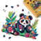 Figured'Art Holzpuzzle Erwachsene und Kinder 200 Teile Tiere - Blumiger Panda - Originelles Design 34x22,5 cm Einzigartige Form mit Premium-Holzkiste
