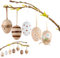 SilverChry 12er Ostereier zum Aufhängen für Osterdeko, Ostereier Deko 6cm Nature Plastikeier für Ostern Deko, Braun Weiß Ornament für Osterkörbchen Frühlingsdeko, Ostern Geschenke Kinder