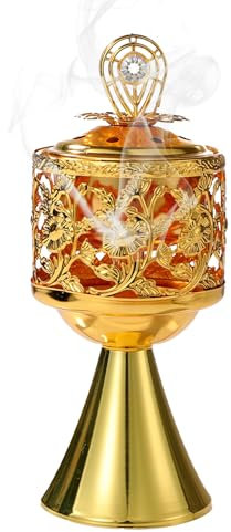 Censer Weihrauchbrenner, orthodoxer Weihrauchbrenner | Gold Katholischer Weihrauchbrenner - Gold Arabische Kerzenhalter Spirituelle Elegante Heimdekoration für Entspannung, Meditation und Yoga