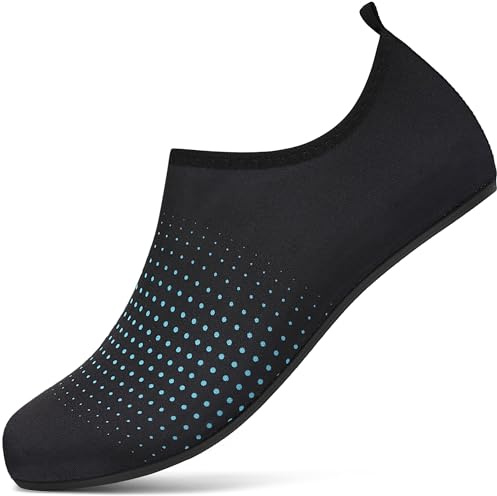 gitzing Beach Water Swim Shoes Women Quick Dry Sea Shoes Men Breathable Aqua Lightweight Barefoot for Surfing Running Driving Pool Yoga, Black Blue 5 UK/38 EU